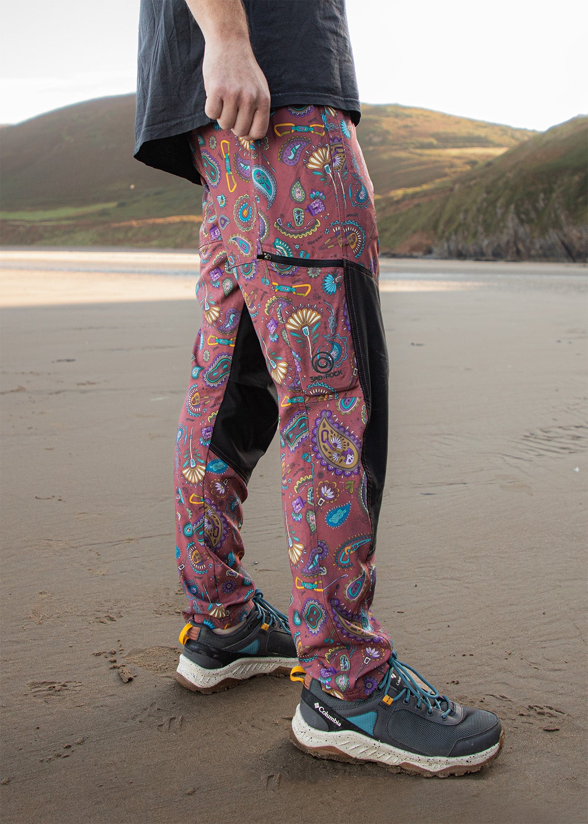 A photo of our paisley retro red HIRO trousers, look at them in all their glory. M